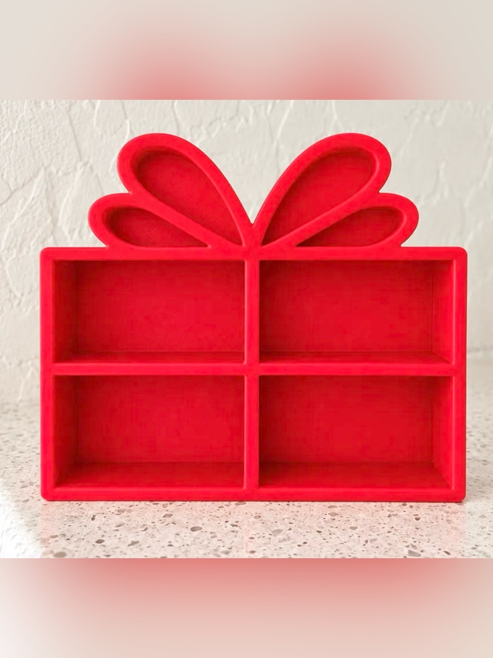 Festive Red Gift-Bow Wall Shelf - Decorative Display Organizer